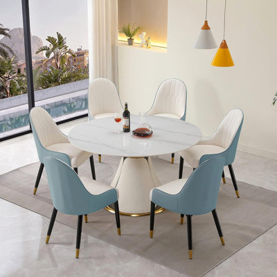53 tables de salle à manger 53 sinte st1 modernes avec base en acier inoxydable et 6 chaises