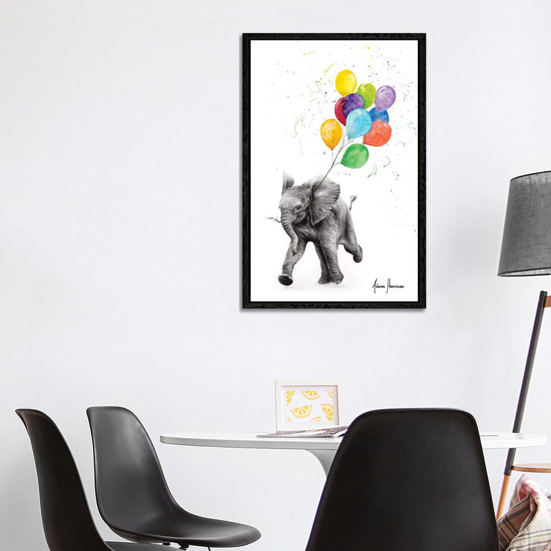 Elephant Freedom by Ashvin Harrison - Print on Canvas, Black Framed, 101.6 cm H x 66.04 cm W