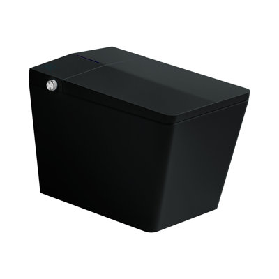 Toilette intelligente carrée noire avec réservoir intégré pour la salle de bain, télécommande, toilette bidet sans réservoir avec ouverture à couvercle tactile, chasse d'eau automatique, siège chauffant, affichage numérique à DEL, mémoire util