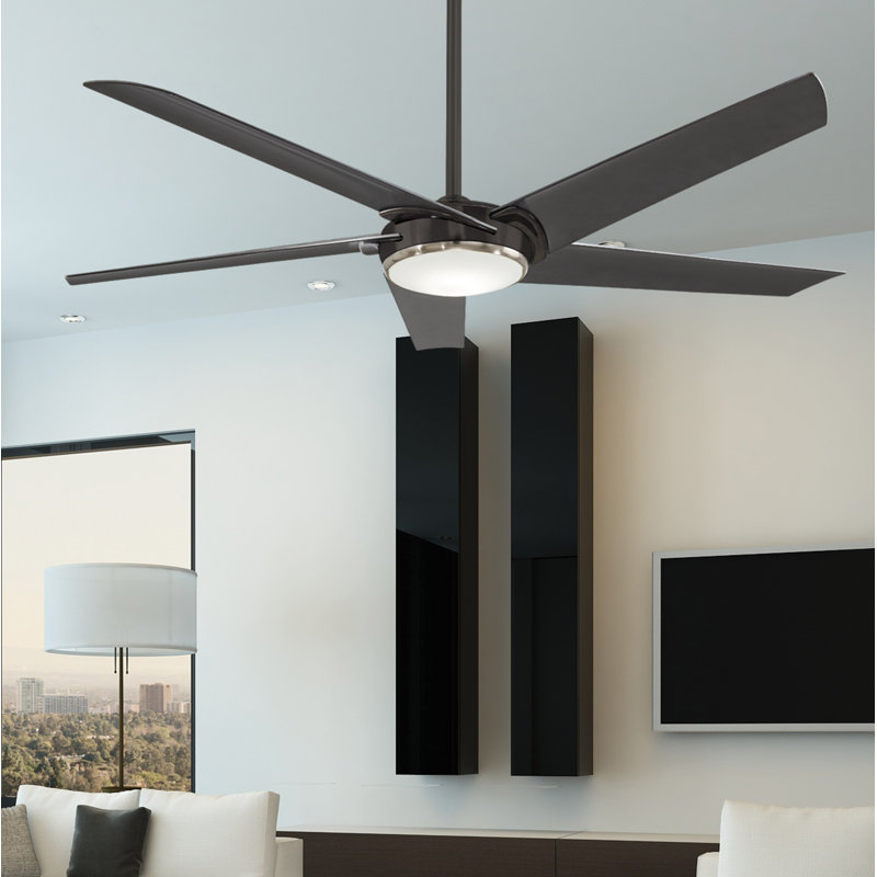 60" Raptor 5 - Blade LED Standard Ceiling Fan with Remote Control and Light Kit Included, Gun Metal