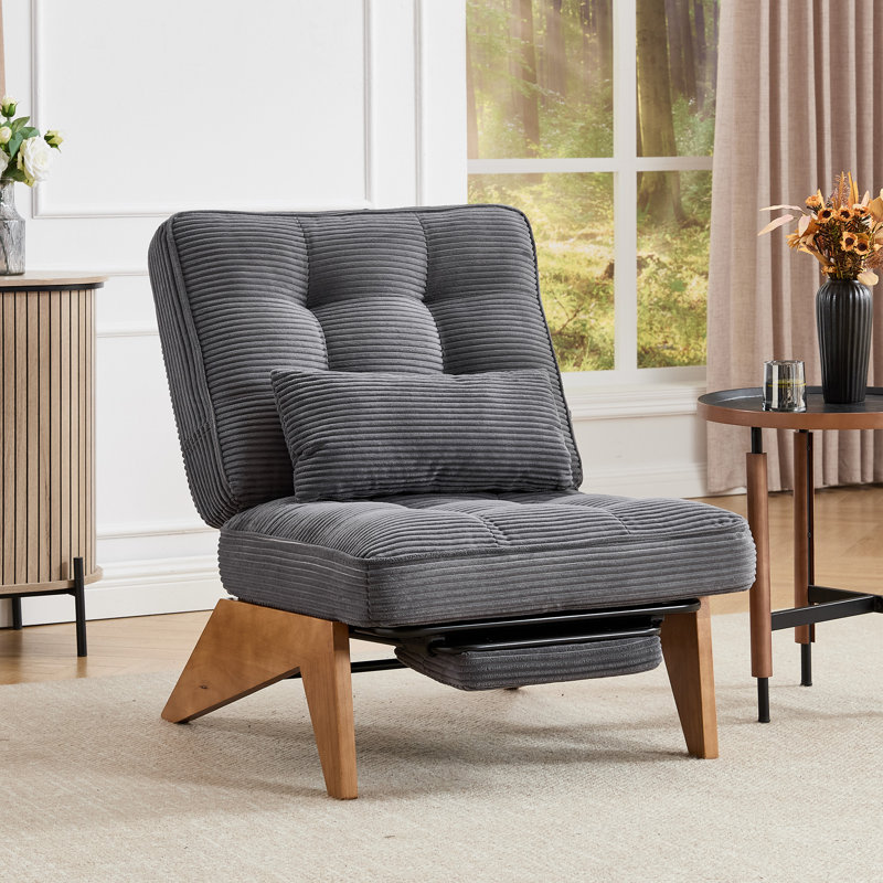 Corduroy Accent Chair with Adjustable Footrest ,Lounge Chair with Adjustable Backrest,Reading Chair For Reading Room,Living Room,Apartment, Office