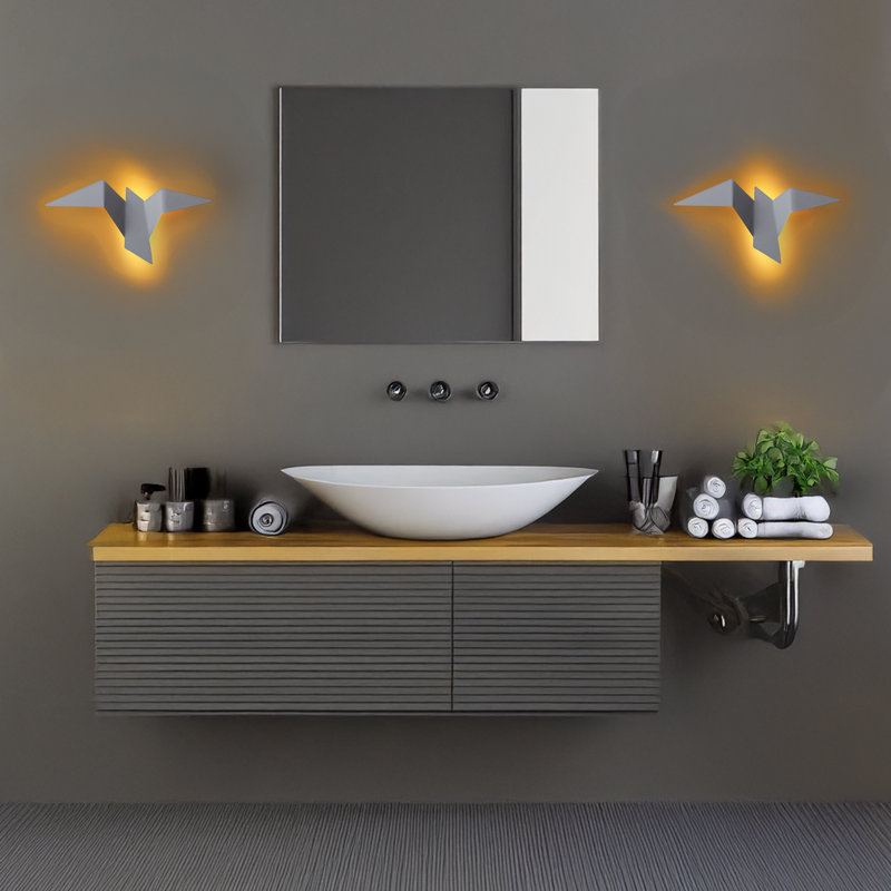 Lampe murale grise élégante, 12,2 po x 4,7 po x 6,3 po | Corps en métal durable avec plaque de base de 7,0 pouces | DEL écoénergétique 1 W 3 000 K | Design moderne pour le salon, la chambre à coucher et le couloir | Homologué IP20 pour une utilisation à l'intérieur