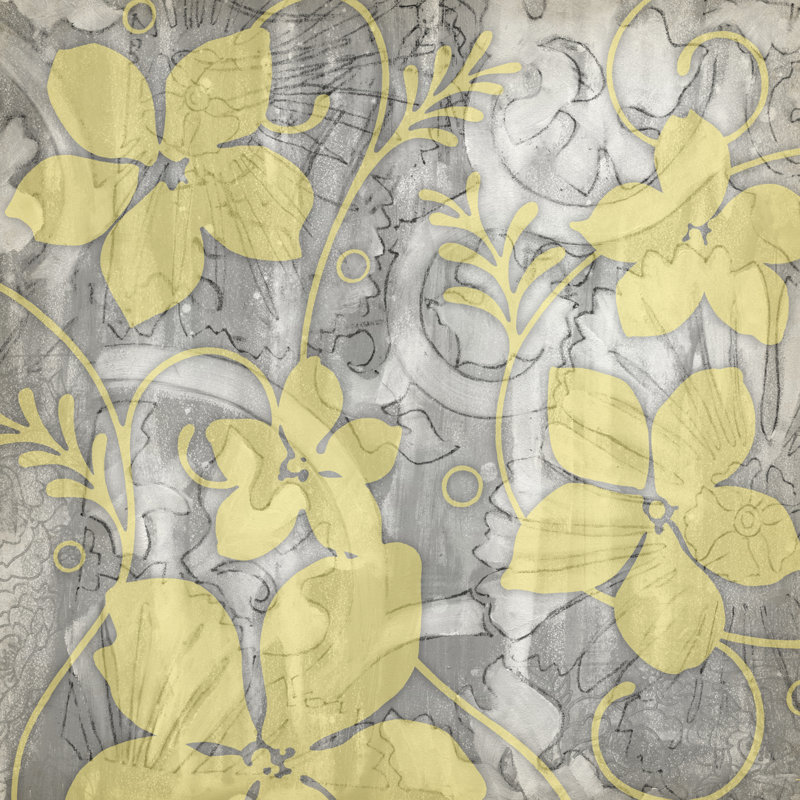 Yellow And Gray II - Wrapped Canvas Painting, 30cm H x 30cm W x 3.8cm D