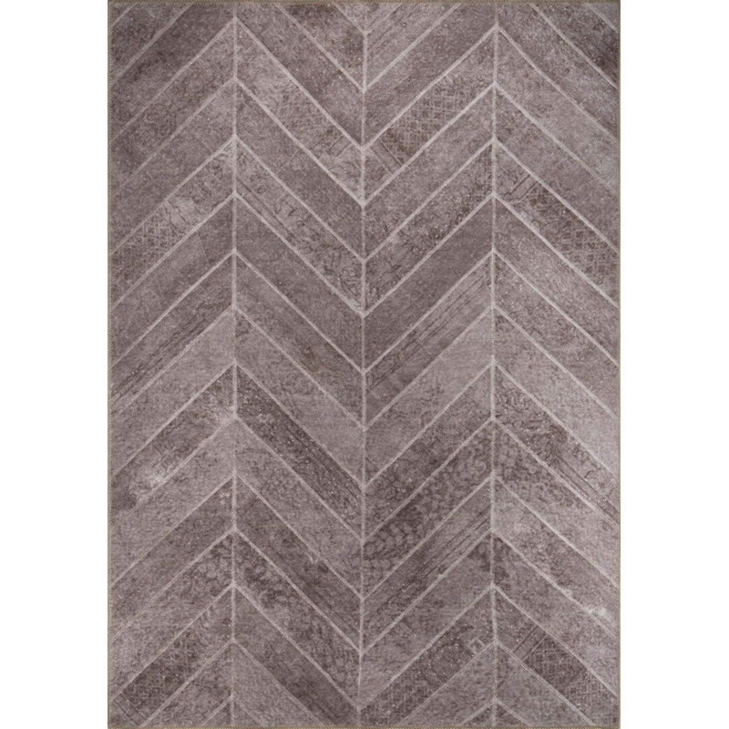 Brown Patchwork Woven Base Decorative Carpet, Rectangle 3'10" x 5'3"