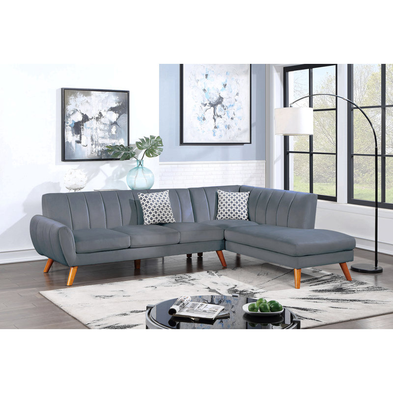 Canapé modulaire en velours 3 places, Gris foncé