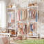 Portant à vêtements extensible de 74 à 93 po avec 5 tringles et tablettes-1677826054