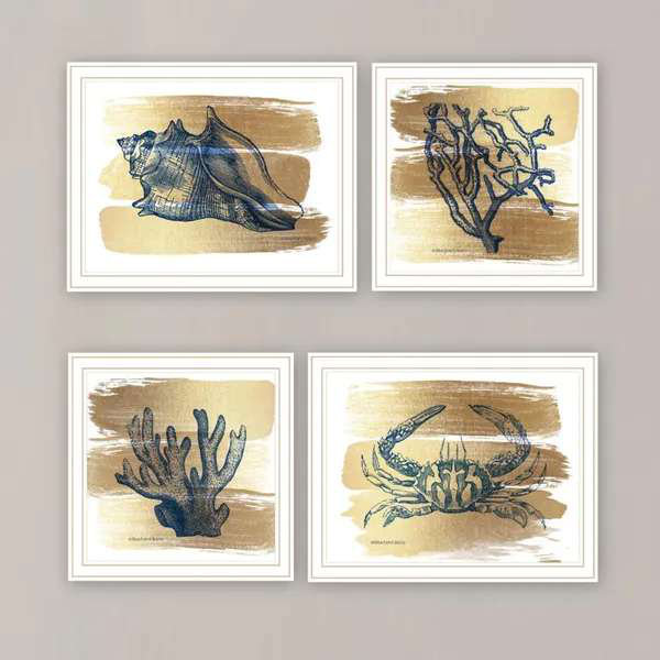 Art mural encadré blanc pour salon, chambre à coucher 4U 4 PC Trendy Decor