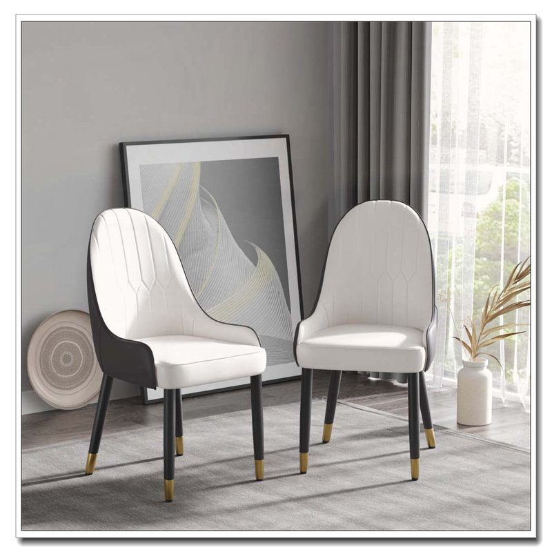 Chaise rembourrée en polyuréthane, Brun foncé / blanc