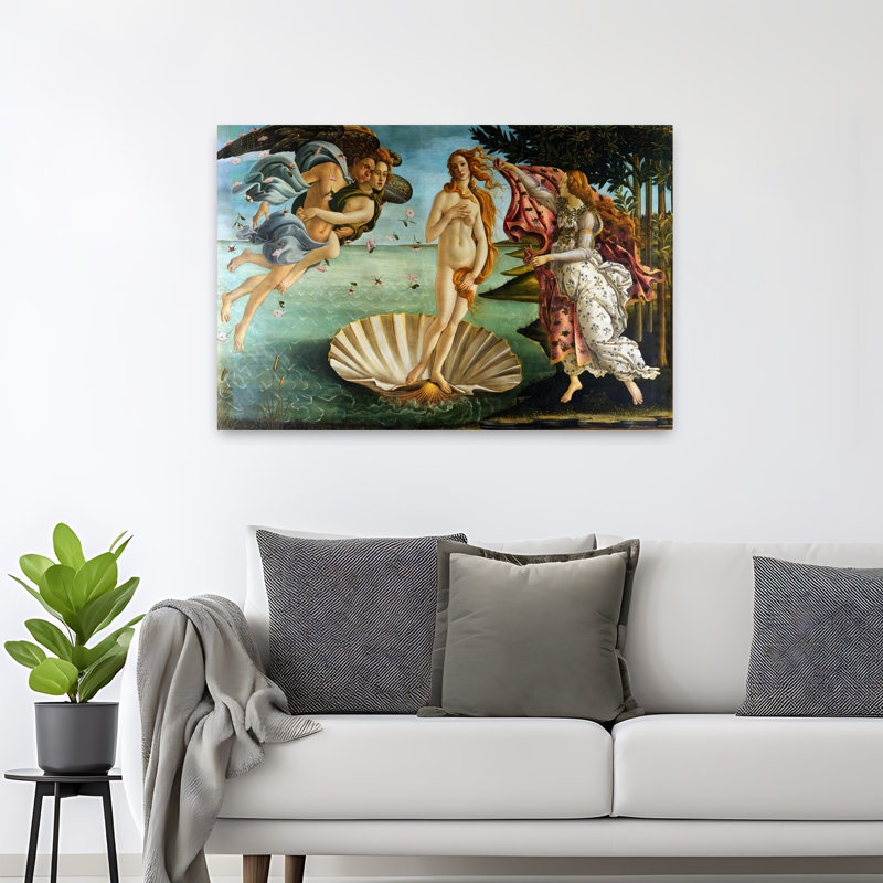 Birth Of Venus Classic Abstract Coastal Landscape Wall Art Print by Sandro Botticelli - Wrapped Canvas Print