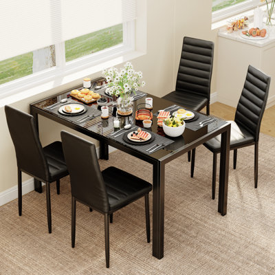 Jehias 5 - Piece Glass Top Dining Set