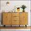 Buffet spacieux en bois avec rangement, parfait pour organiser vos essentiels de cuisine et de salle à manger.