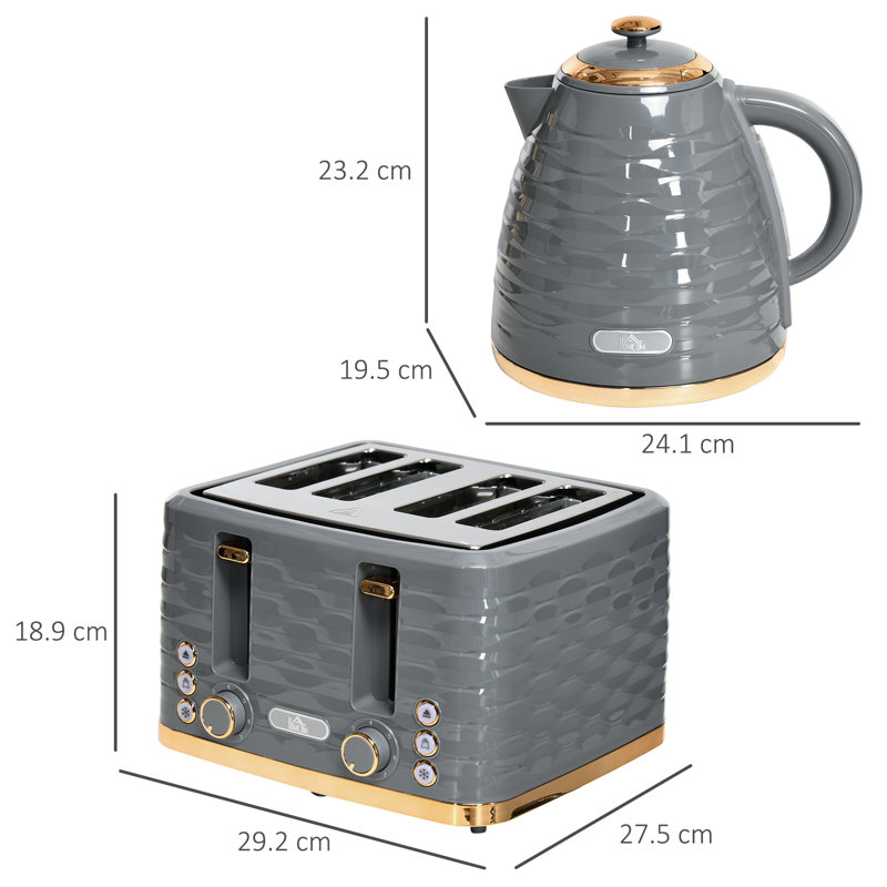 Kettle And Toaster Set, Grey