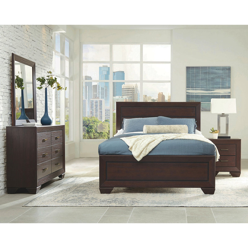 Ensemble de chambre avec très grand lit 4 pièces Oatfield, Brun foncé, Très grand