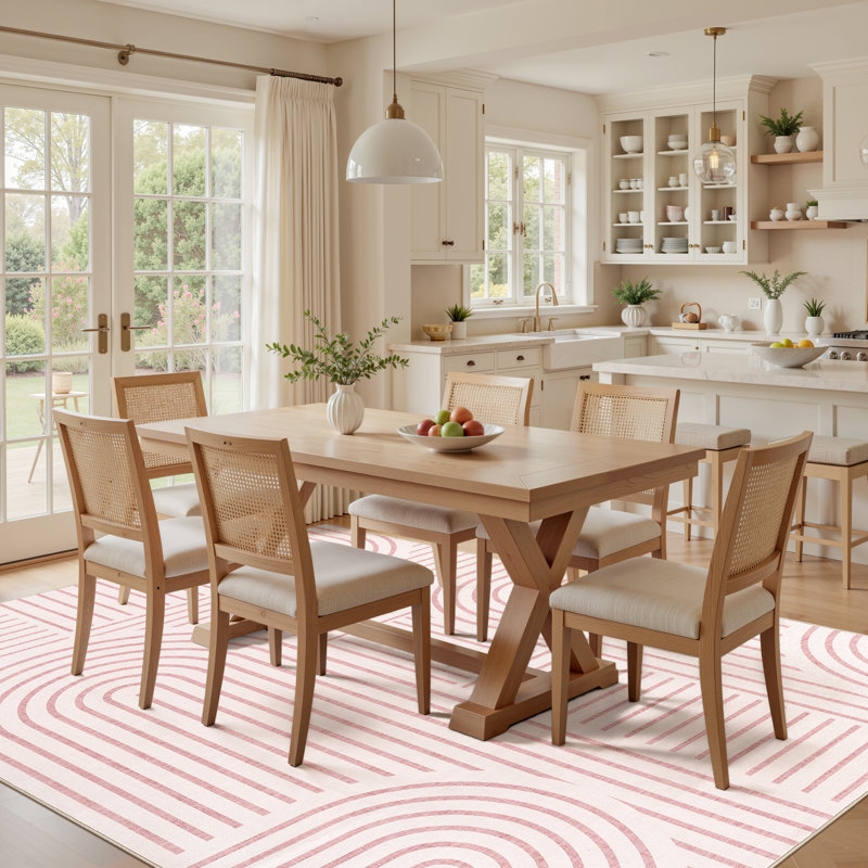 Washable Farmhouse Modern Area Rug Soft Non-Slip Carpet for Bedroom Living Room - Pink, Rectangle 8' x 10', Pink