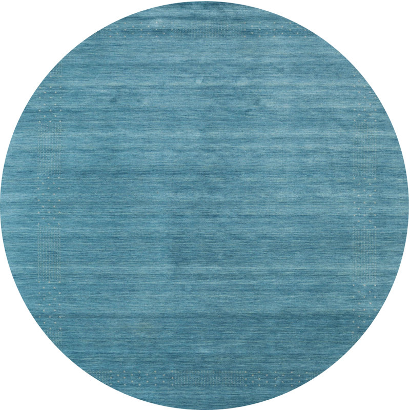 Tapis de zone bleu contemporain, Rond 6 pi x 6 pi