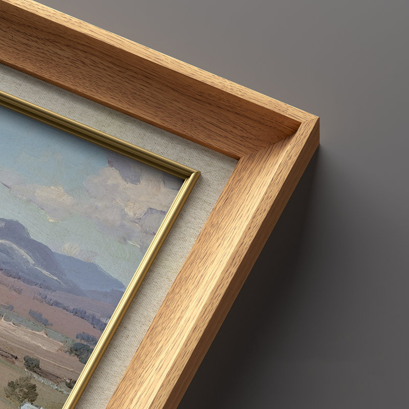 «Serene Valley Landscape Rolling Hills Soft Natural Tones», ensemble de 2 reproductions d'art encadrées sur papier de qualité supérieure 26 po x 36 po