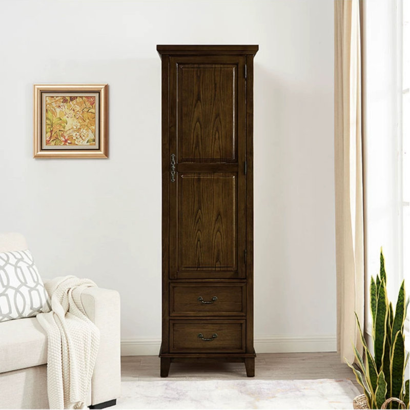 Armoire américaine en bois massif minimaliste, Noyer foncé