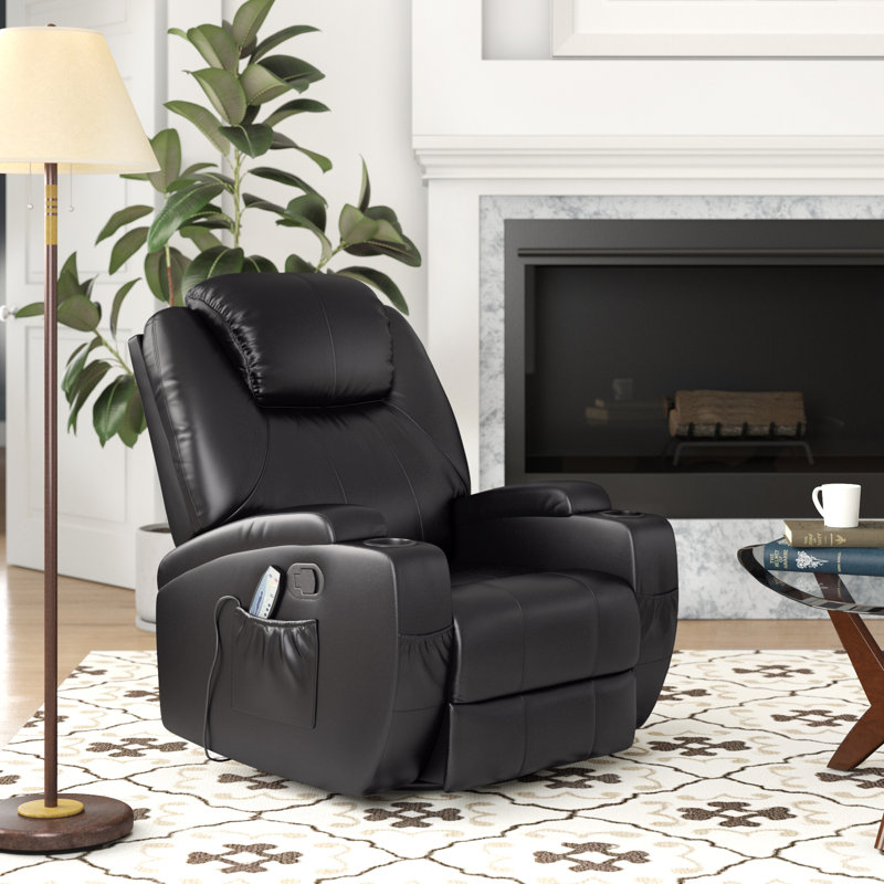 Arrik Faux Leather Recliner, Black Faux Leather