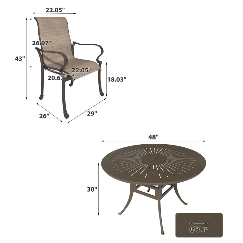 3 Piece Outdoor Patio Dining Set