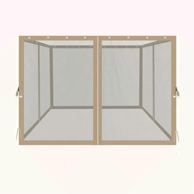 Moustiquaire de remplacement pour pavillon de jardin 10 pi x 10 pi avec fermetures à glissière, parois en maille à 4 côtés pour abris de jardin