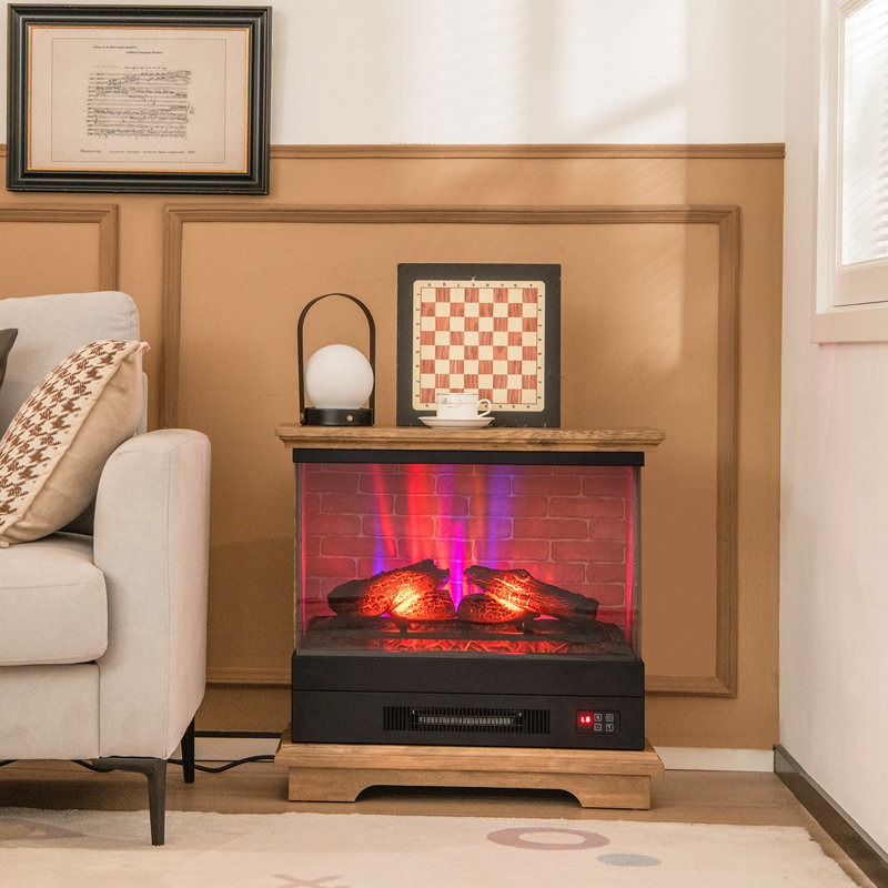 Aaradhy 27'' W Electric Fireplace, Brown