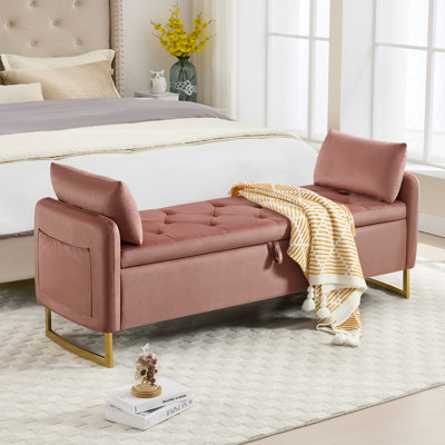 Banc de rangement rembourré 65 po avec deux coussins Soraiya