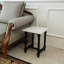Table de bout carrée 24 po en bois massif et marbre blanc et noir