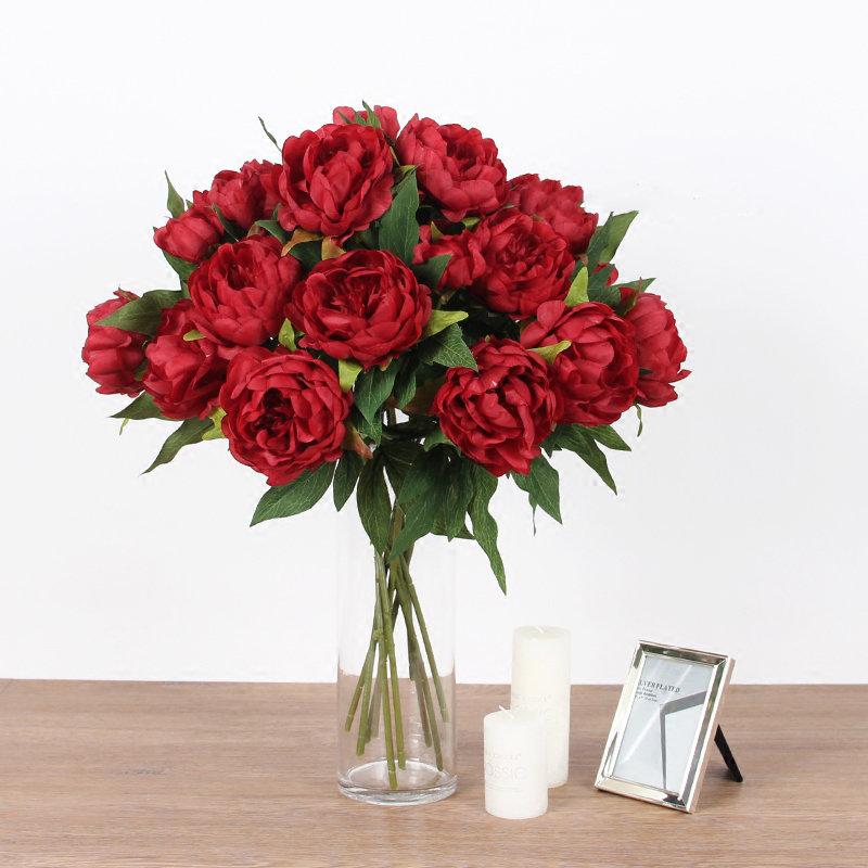 Tiges de pivoine en soie, blanc, 1 tige