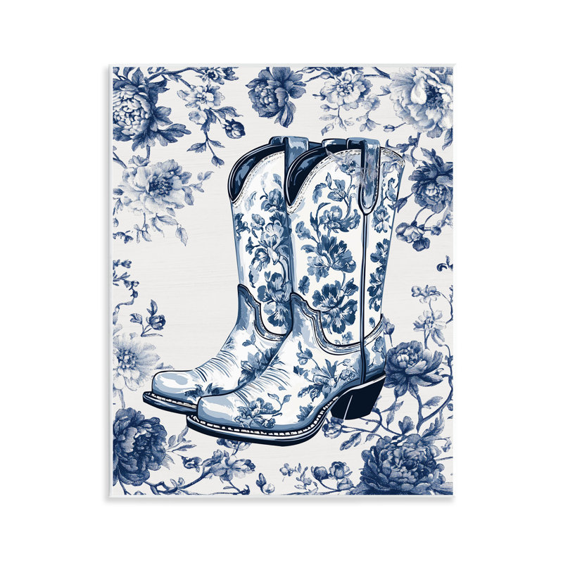 «Blue Spring Florals & bottes», plaque murale avec lettres et doublures