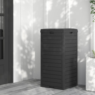 Outdoor Trash Can Storage Container, Double-Lid Design