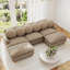 Canapés modulaires modernes, canapé 2 places en chenille avec pouf amovible, couleur camel-1199037001