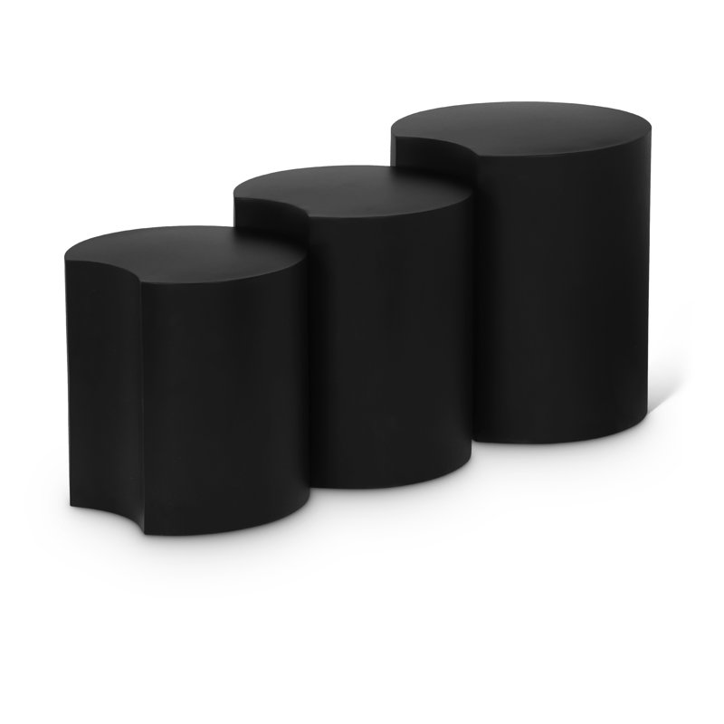 Ismah Iron Top End Table Set, Black
