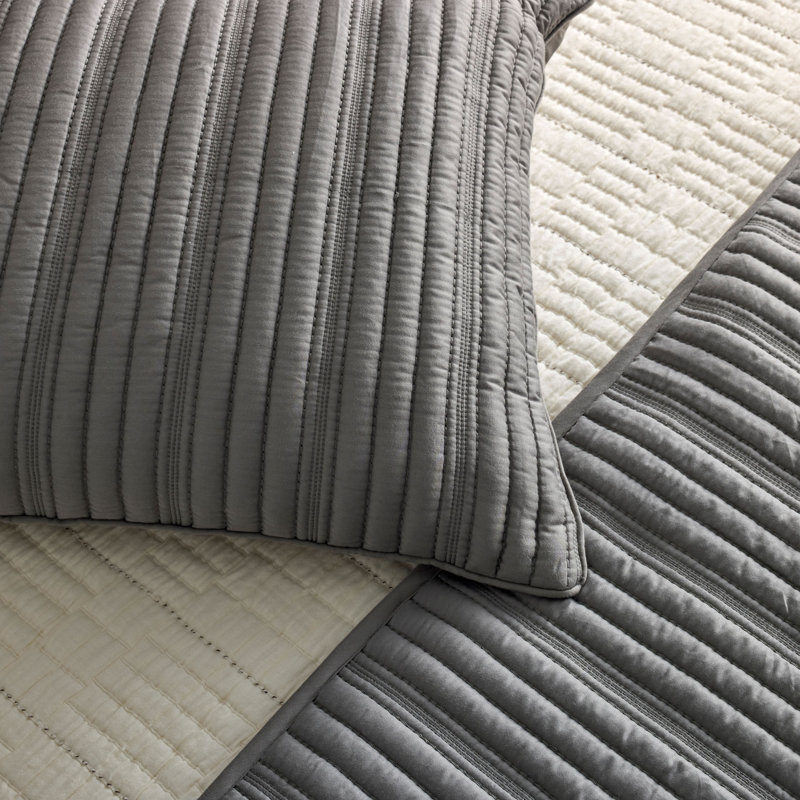Rib Coverlet Set , King Bedspread + 2 King Shams, Slate