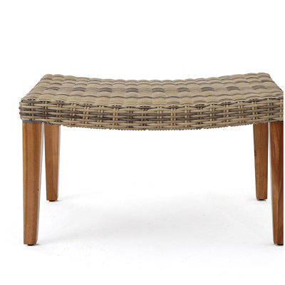 HAMPTON WOOD + WICKER OTTOMAN