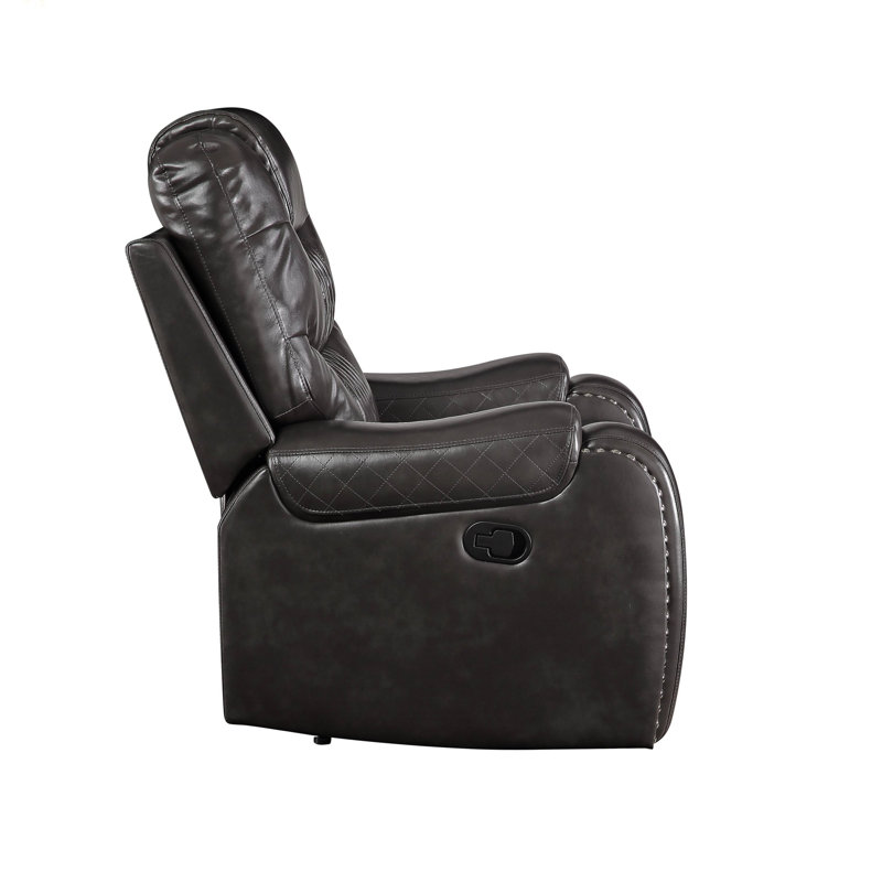 Braylon Magnetite Synthetic Leather Recliner Loveseat With Cupholder Console