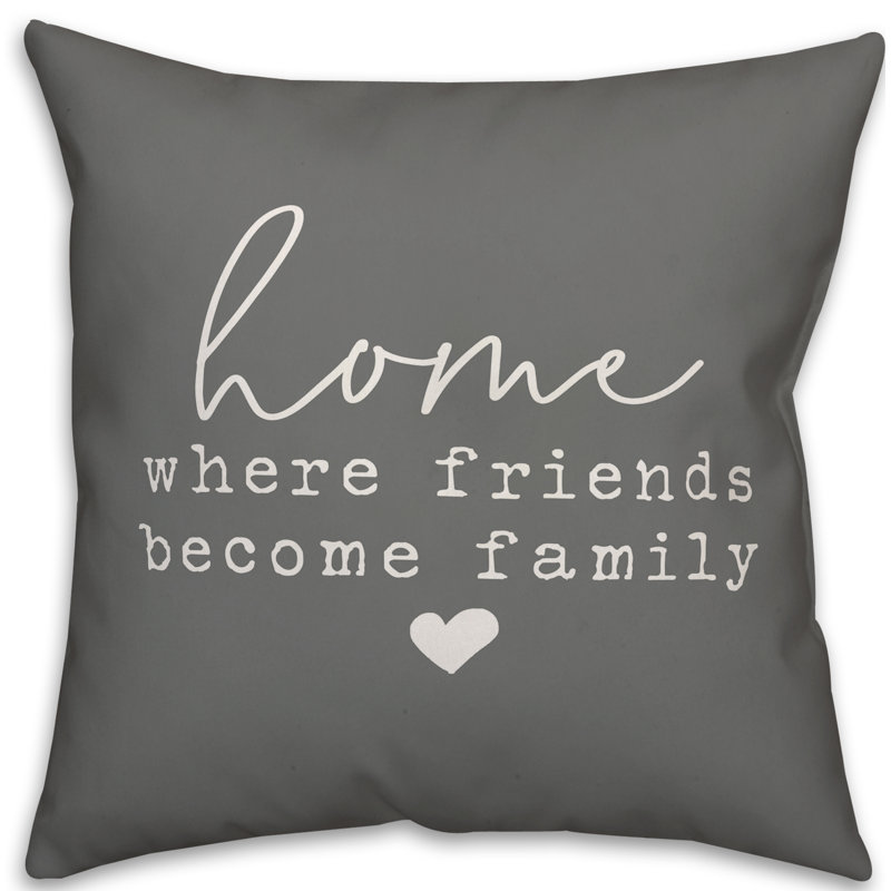 Textual Outdoor Throw Pillow, Gray/White, 16" H x 16" W