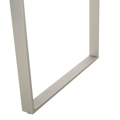 Outdoor Aluminum Dining Table With Alluring Faux Wood Slat Top - Captivating Appealing Attractive