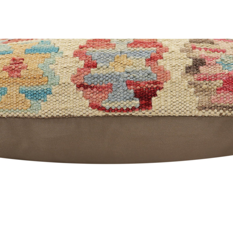 Oreiller rustique en kilim tissé à la main Caballer - 17 po x 18 po Rustic, H 17 po x l 17 po