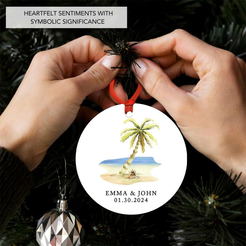 Ornement étoile de mer tropicale et île sur mesure pour arbre de Noël, Oui