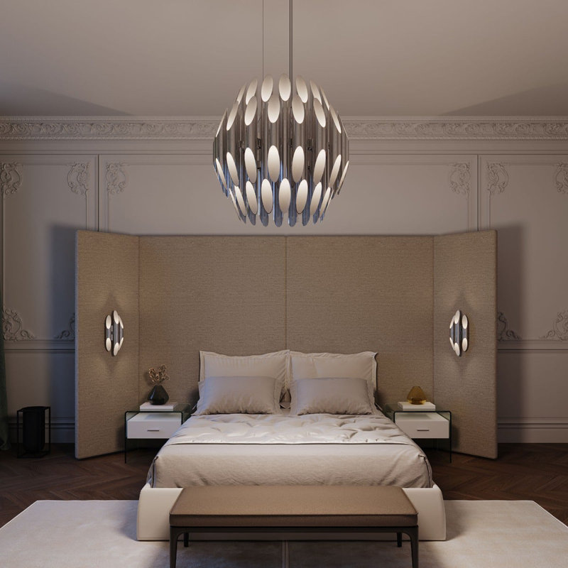 Chimes 72 - Light Dimmable LED Cylinder Chandelier, Polished Chrome