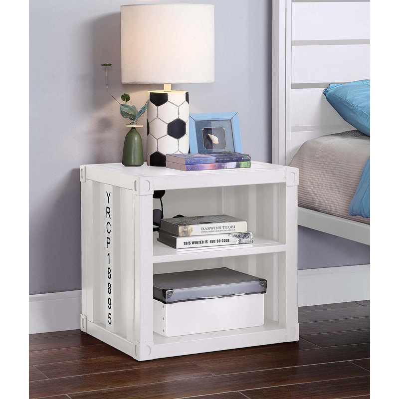 Table de chevet Cargo Finish avec USB, Blanc