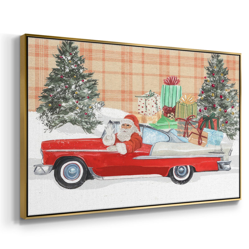 Père Noël sur roues II, H 17 po x l 25 po x P 1,5 po, Or