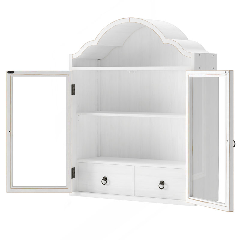 Armoire murale rétro rustique vieillie avec plateau ondulé élégant