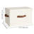Fabric Storage Bins With Lid, Decorative Storage Boxes For Shelves, Stackable Closet Organizer Basket With Handles, Large, Ivory White, 2-Pack