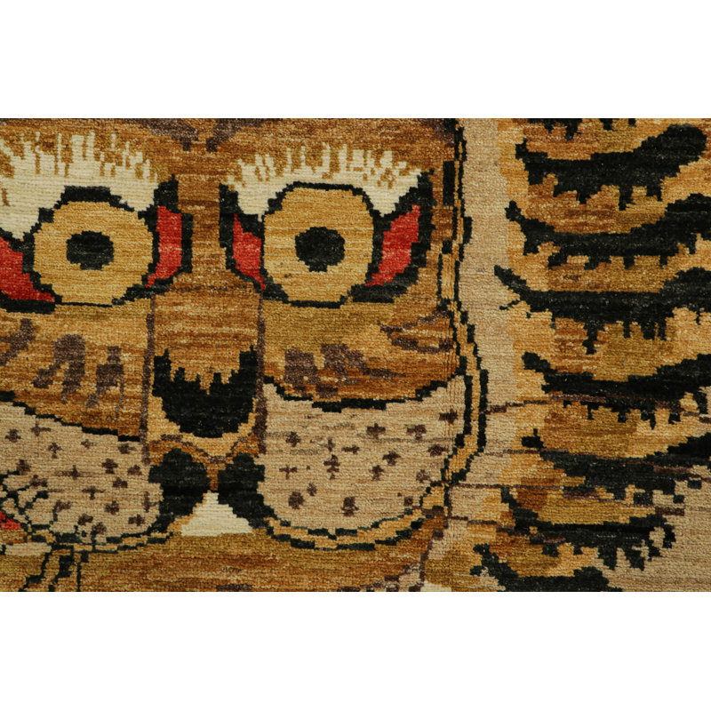 Rug & Kilim’S Tiger Rug With Gold, Beige-Brown & Rust Pictorial