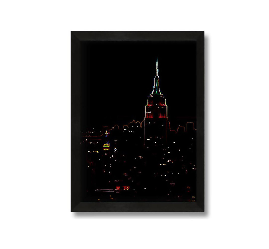 Gerahmtes Leinwandbild Empire State Neon