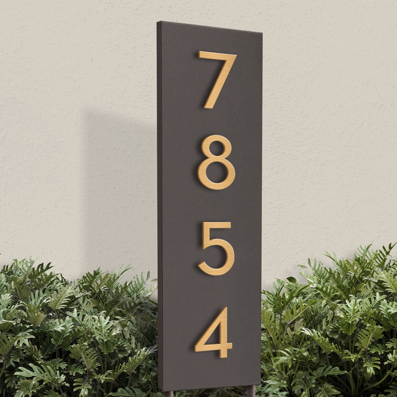 Plaque d'adresse pour la pelouse Welcome Home Steel, Laiton, Brun, Oui