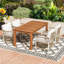 Ensemble repas 5 pièces pour patio avec table en bois d'acacia de 67 po et 4 fauteuils en rotin PE tissés à la main-297862051