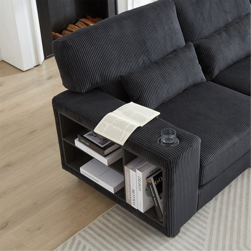 Versatile L-Shaped Sectional Sofa With Multiple Functions For Various Spaces, Black