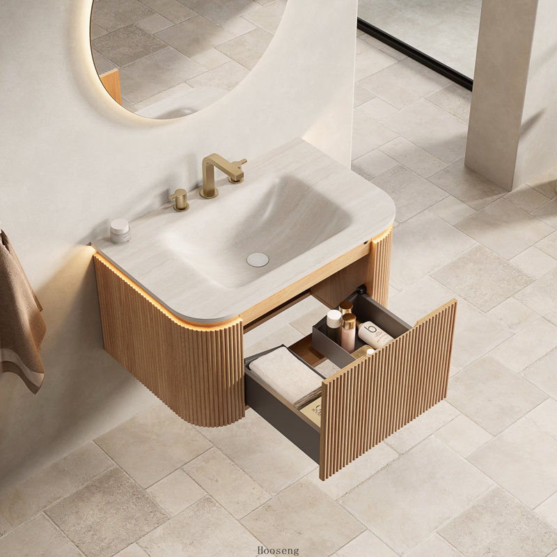 Meuble-lavabo flottant 48 po à grain de bois naturel, 48"